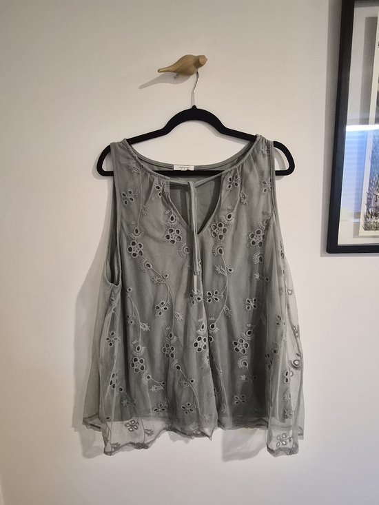 Maurices Tops - Maurices | Embroidered Sleeveless Blouse - Sage Green